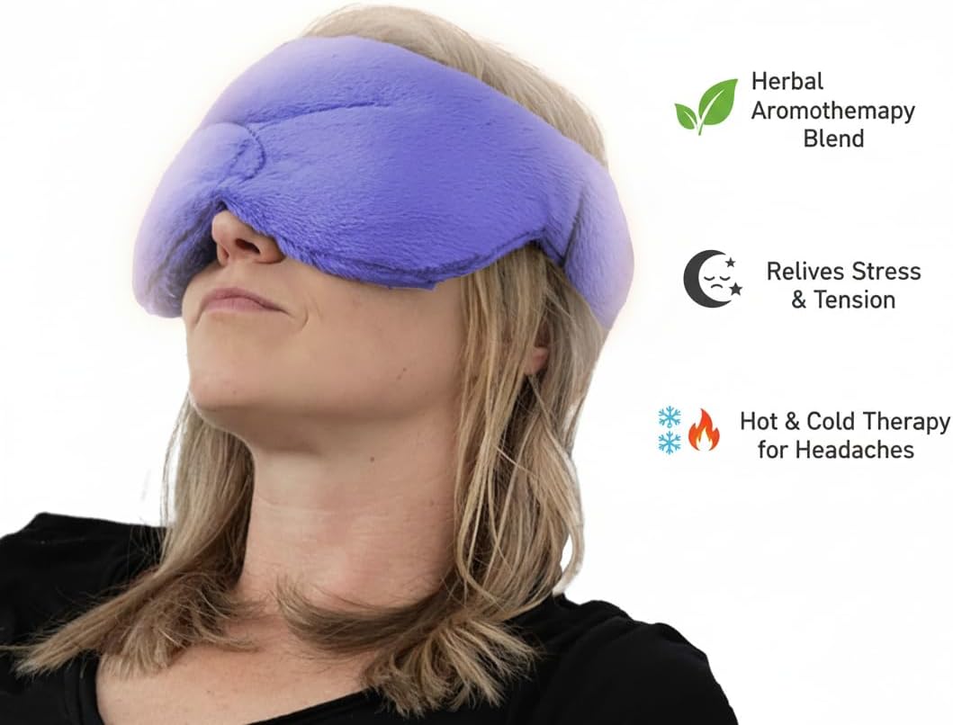 Herbal Concepts Hot & Cold Therapy Set โ Eye Mask, Neck Wrap, Mittens & Booties with 12 Herb Aromatherapy Blend for Stress & Pain Relief โ Soft Minky Fabric, Reusable, Comfortable (Blue)