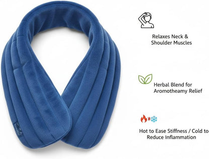 Herbal Concepts Hot & Cold Therapy Set – Eye Mask, Neck Wrap, Mittens & Booties with 12 Herb Aromatherapy Blend for Stress & Pain Relief – Soft Minky Fabric, Reusable, Comfortable (Blue)