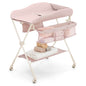 Baby Diaper Changing Table with Water Basin Wheel-Pink